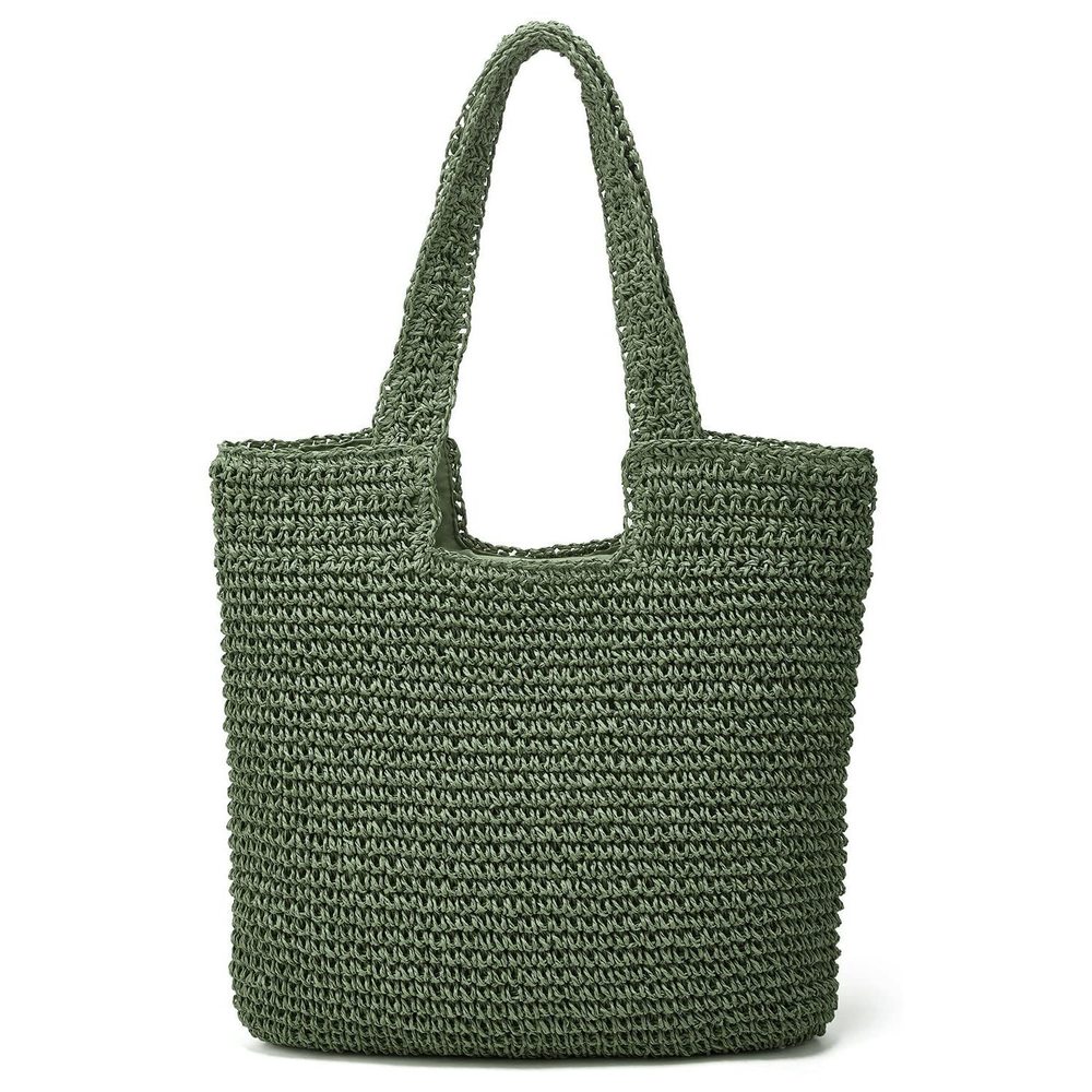 Straw Tote Bag Purses Straw Beach Bag Summer Handwoven Tote -_-